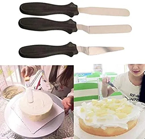 Cake Icing Spatula Set (3 pcs, assorted colours)